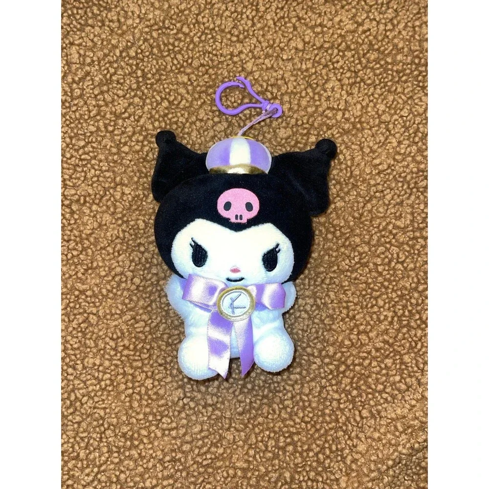 Official Sanrio Kuromi Royal Crown Plush Keychain – Purple Ribbon Mascot Charm (